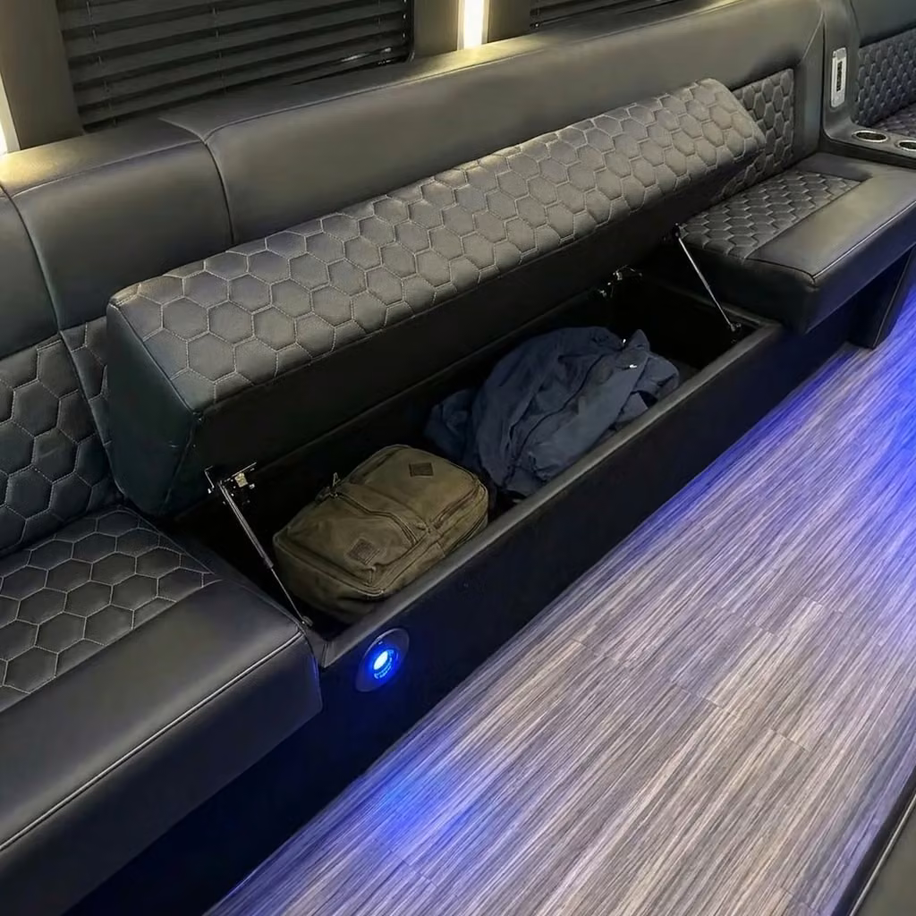beloit party bus under seat storage