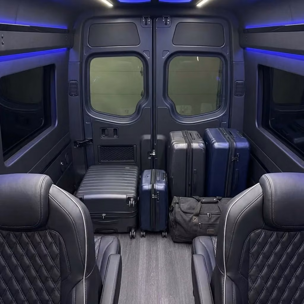 beloit sprinter van rental with driver luggage area